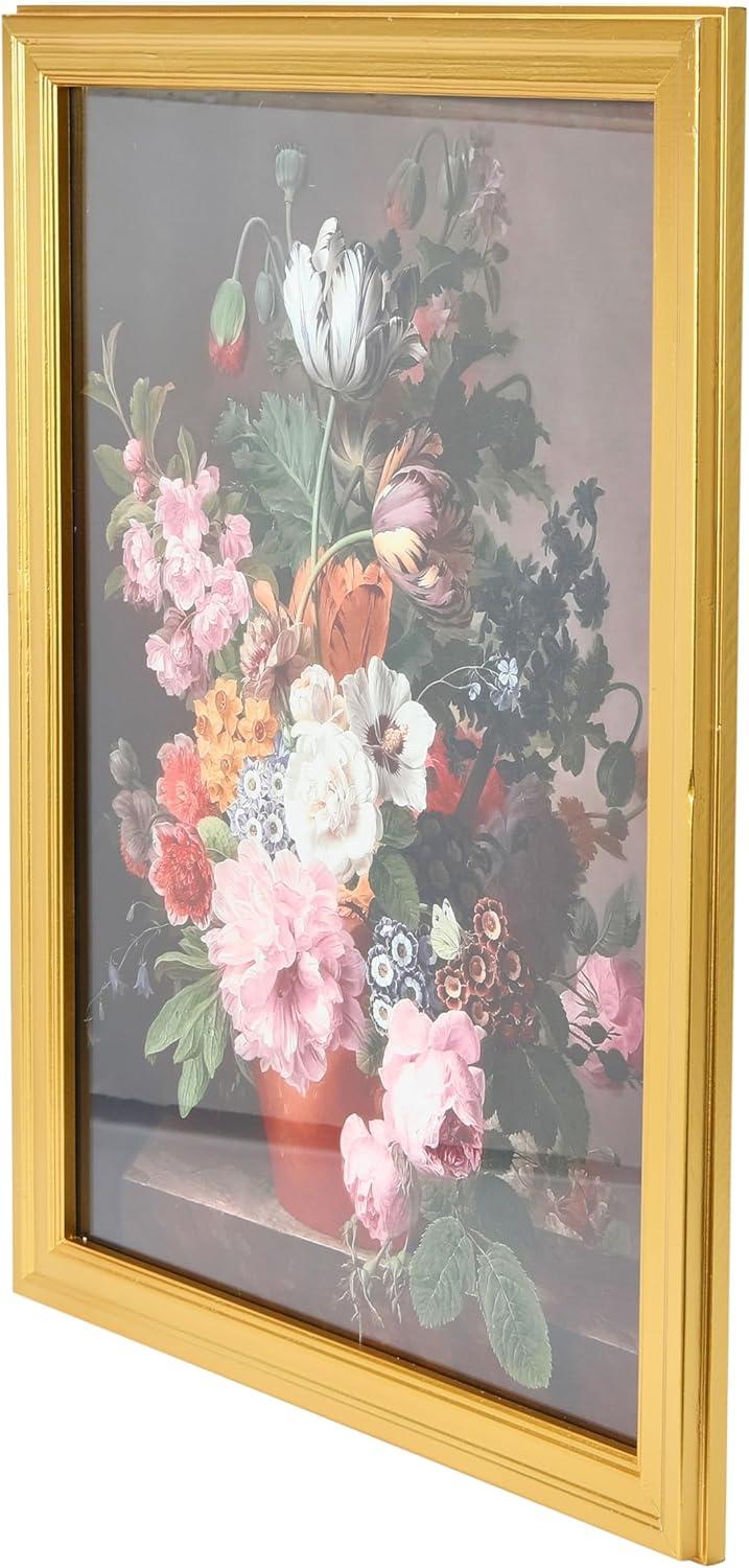 Creative Co-Op Vintage Reproduction Floral Still Life Print with Solid Wood Frame