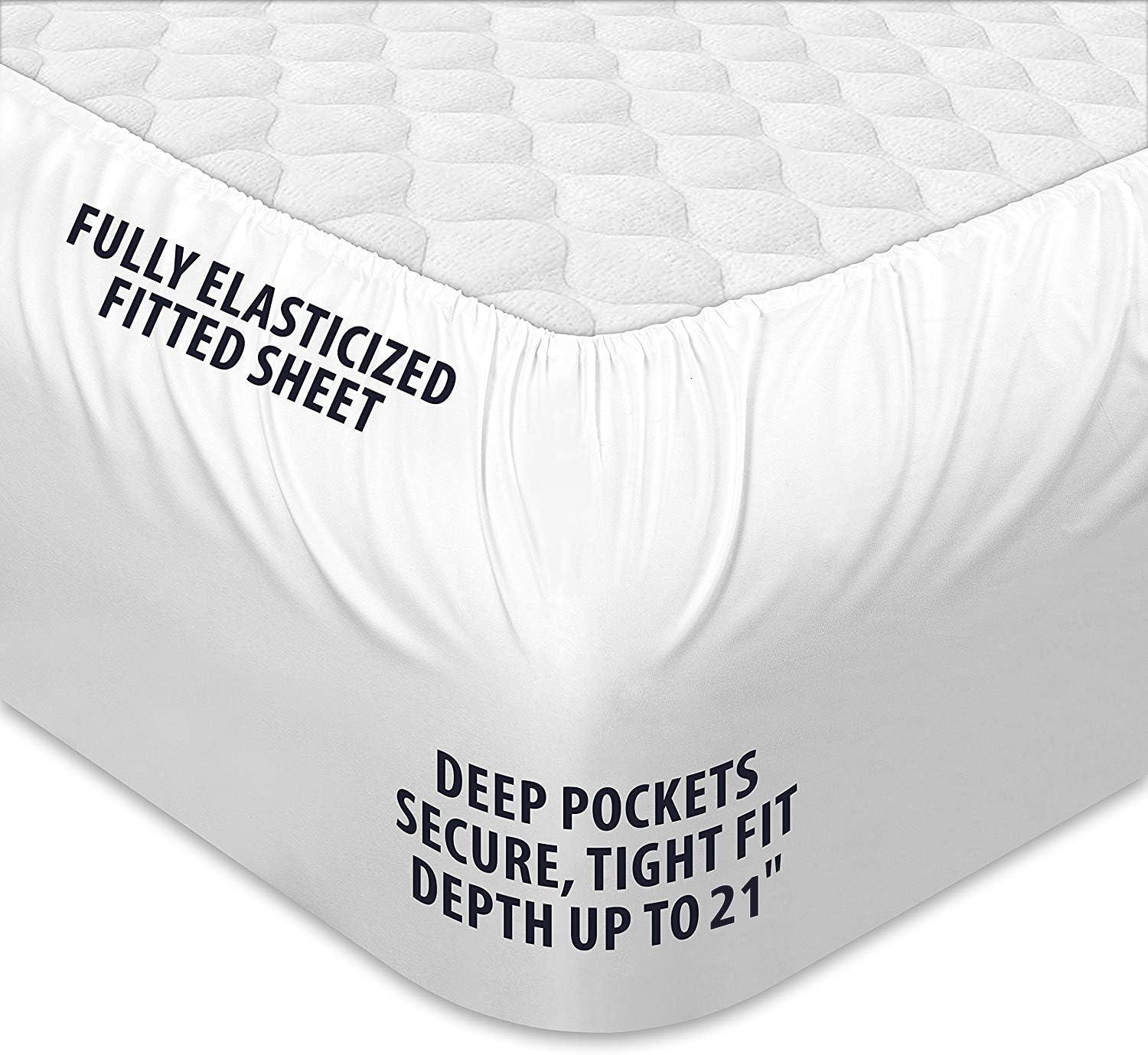 Queen Size White Quilted Latex Mattress Pad