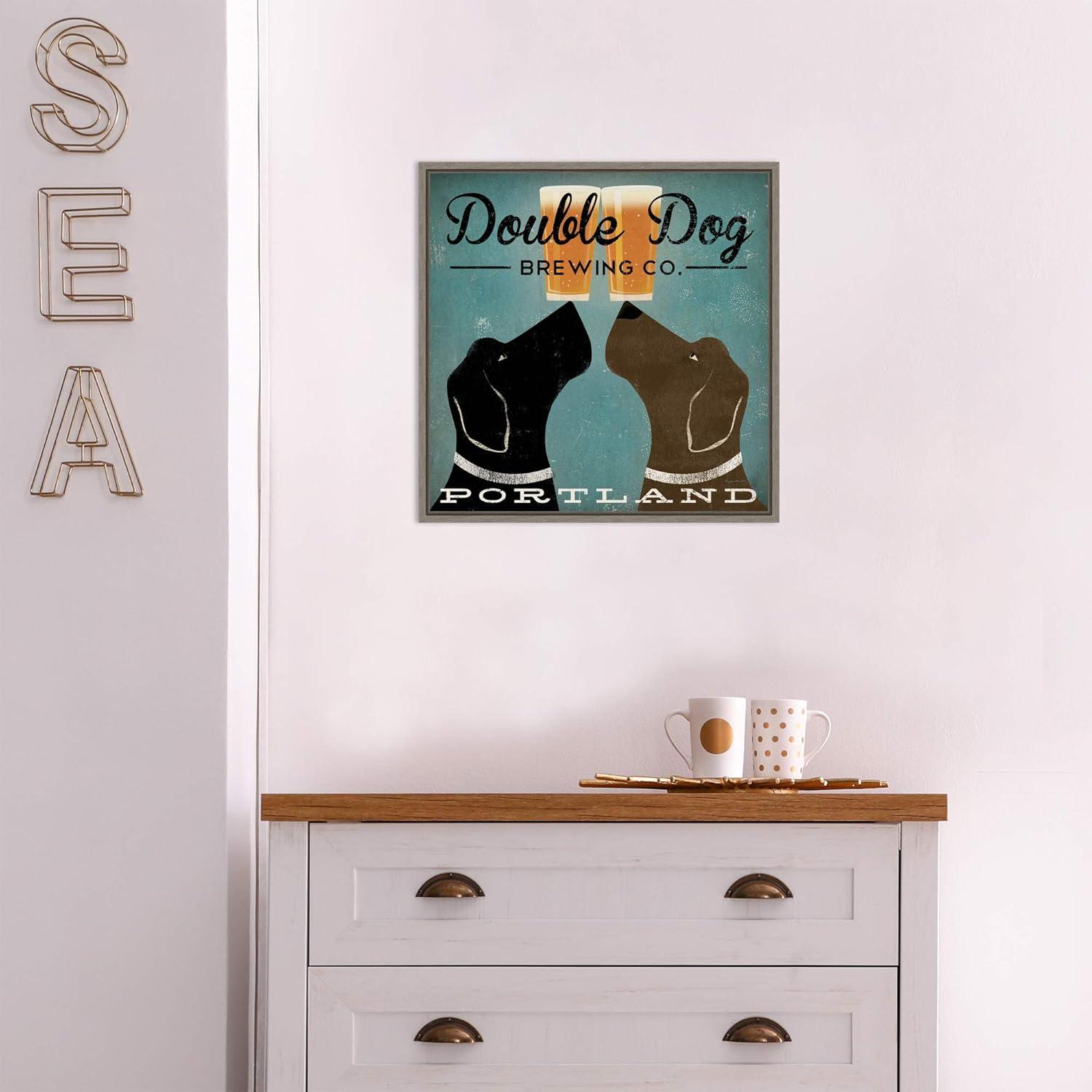 Amanti Art Double Dog Brewing Co by Ryan Fowler Framed Canvas Wall Art