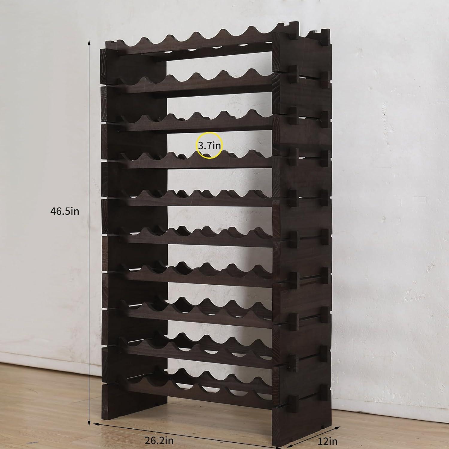 Wine Rack Solid Wood Stackable Storage Wooden Wine Rack Wine Cabinet (60 Bottles, Gray)