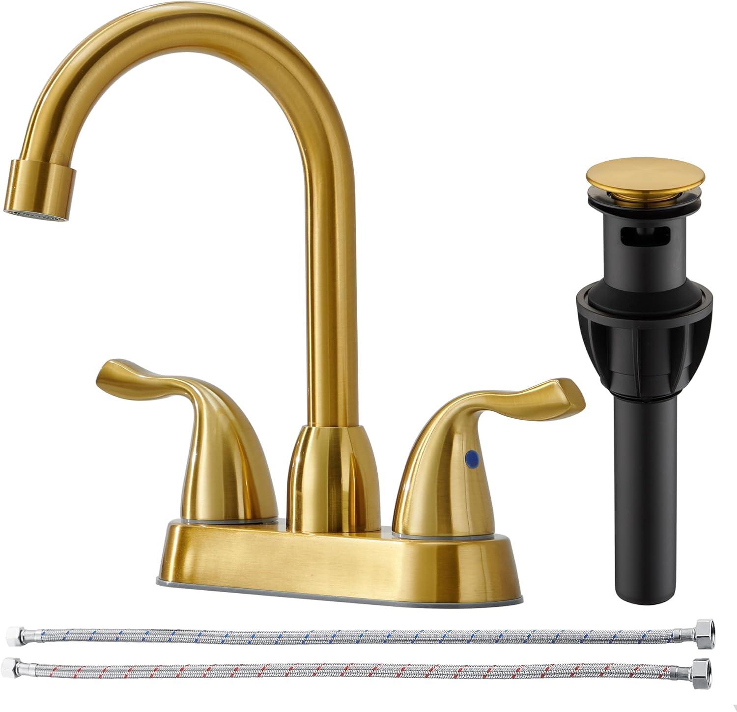 Centerset 2-handle Bathroom Faucet with Drain Assembly