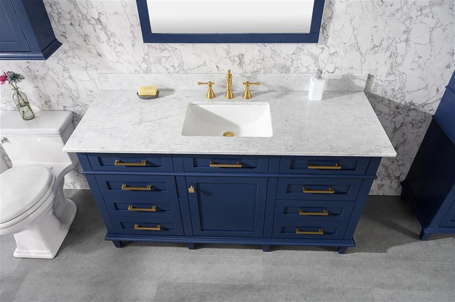 Legion Furniture 60" MDF/Veneer Wood Single Sink Vanity Cabinet in Blue