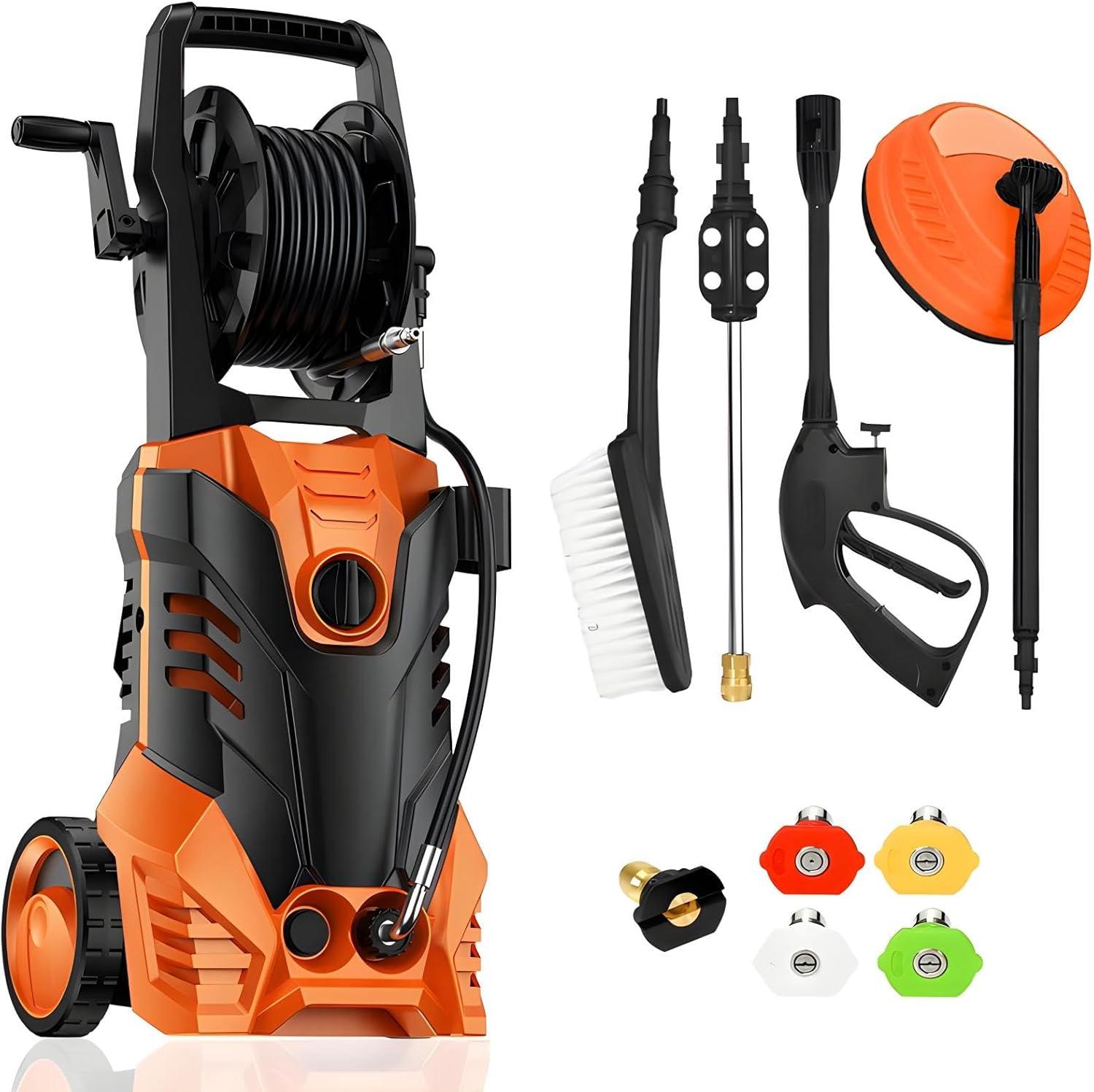 Orange 4000 PSI Electric Pressure Washer with 5 Nozzles