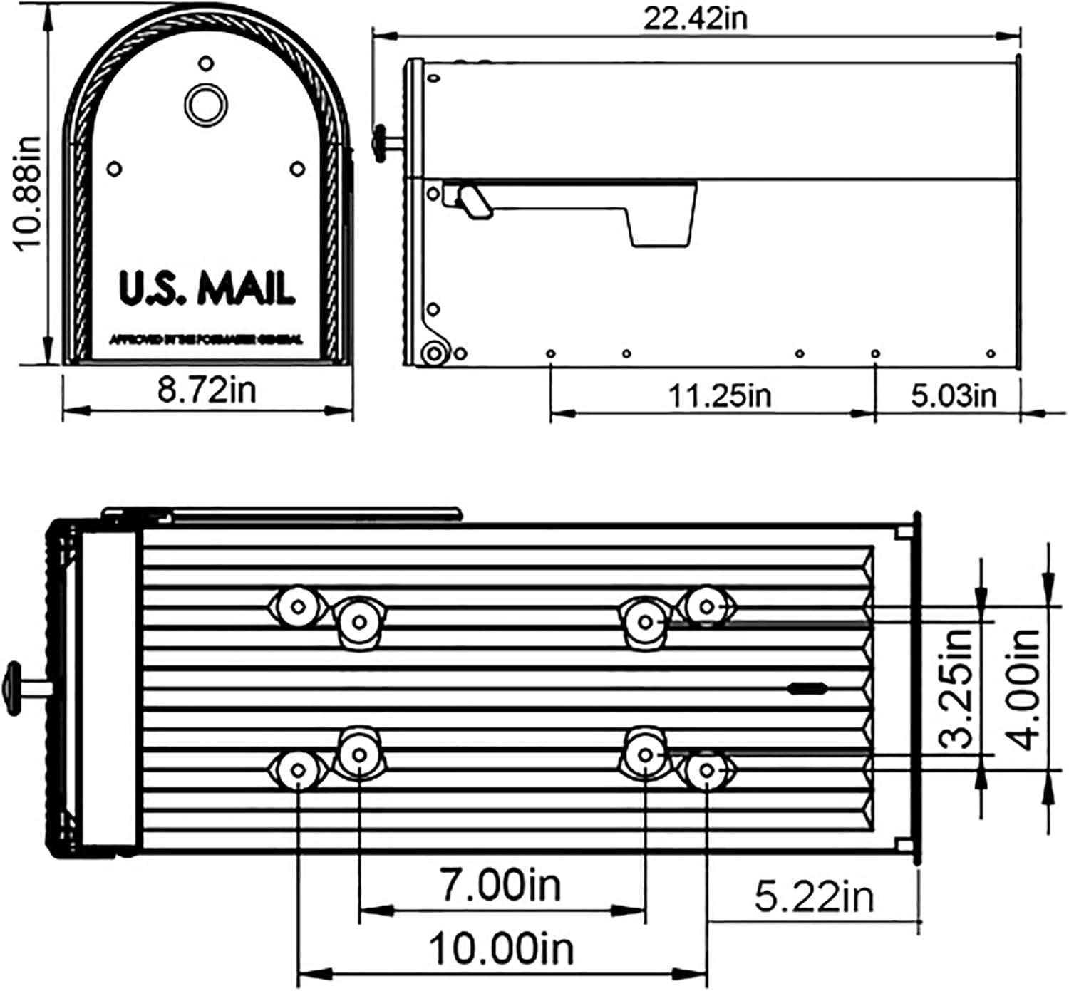 Edwards Large Black Galvanized Steel Post Mount Mailbox