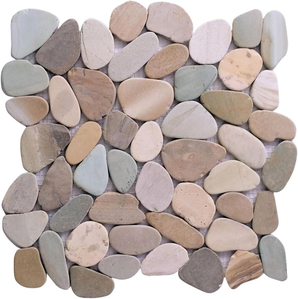 b.o.i Hawaii 12" x 12" Natural Stone Pebbles Mosaic Wall & Floor Tile