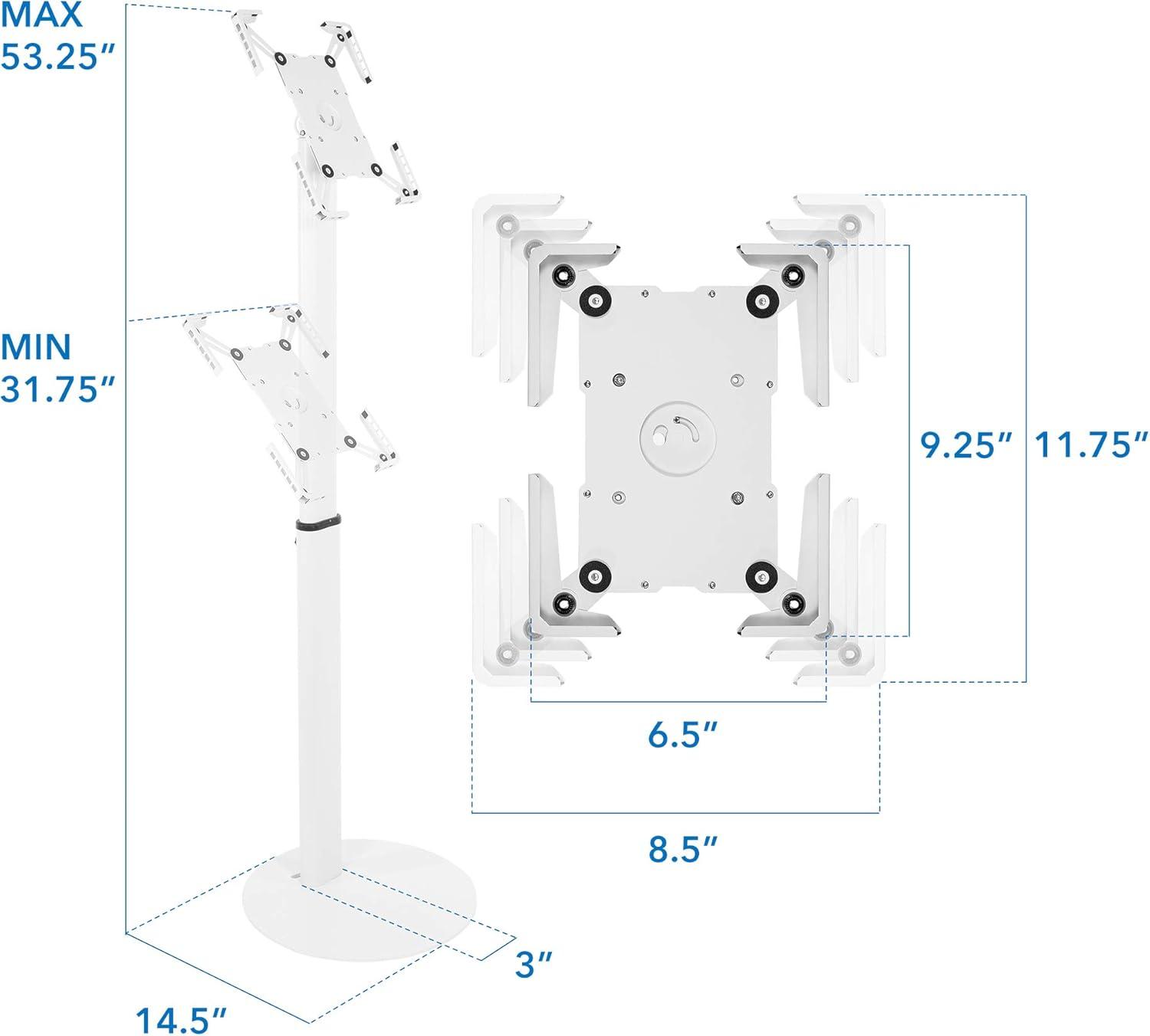 Mount-It! Adjustable Universal Theft-Deterrent Tablet Floor Kiosk Mount for iPad, Galaxy - White