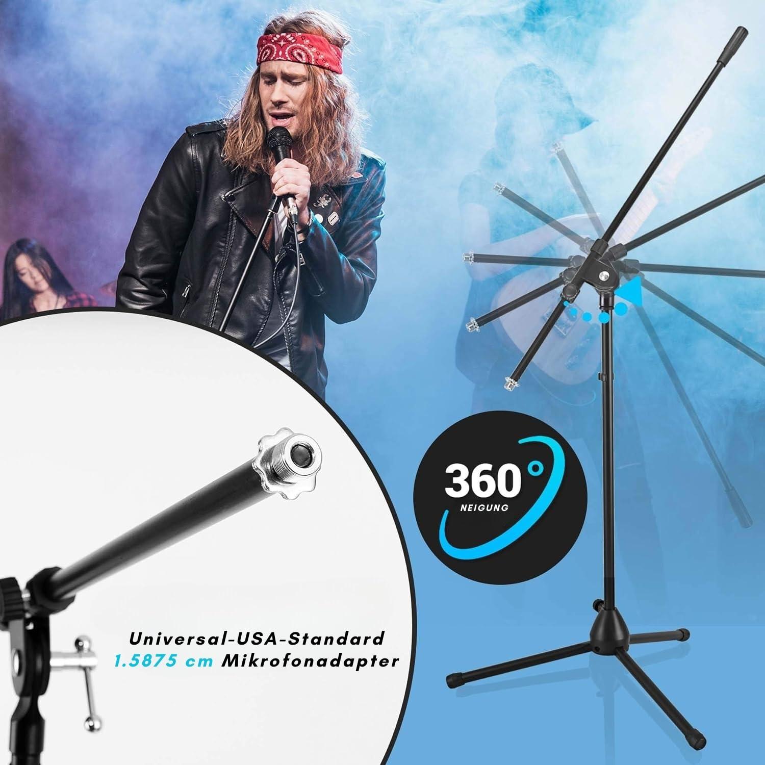 Pyle Heavy-Duty Tripod Microphone Stand with Adjustable Boom Arm - PMKS56, 51.2" to 78.75"