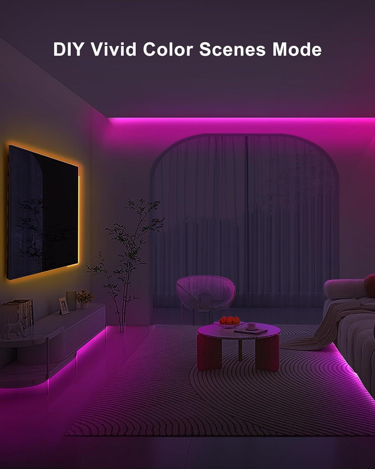 4.92ft Bluetooth RGB COB Led Strip Lights with Remote, Dimmable Smart App Led COB Light Strip, Color Changing Music Sync, Indoor RGB Led Lights for Bedroom, Home Christmas Decor, Party