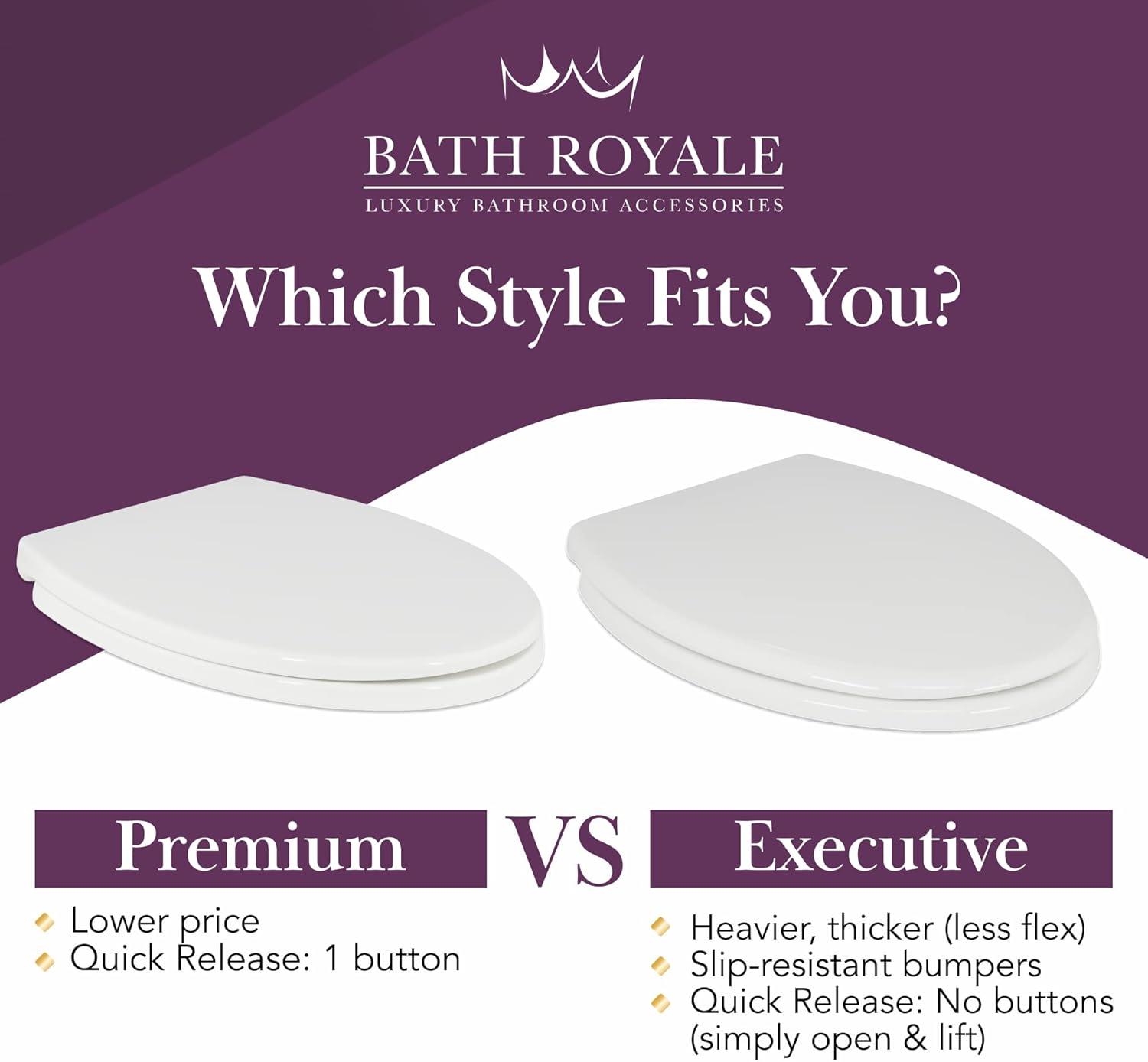 Elongated Toilet Seat BR501-01 Quiet Close, Stain-Resistant and Easy to Keep Clean, Heavy Duty, Fits All Toilet Brands, Executive Series -Biscuit/Linen