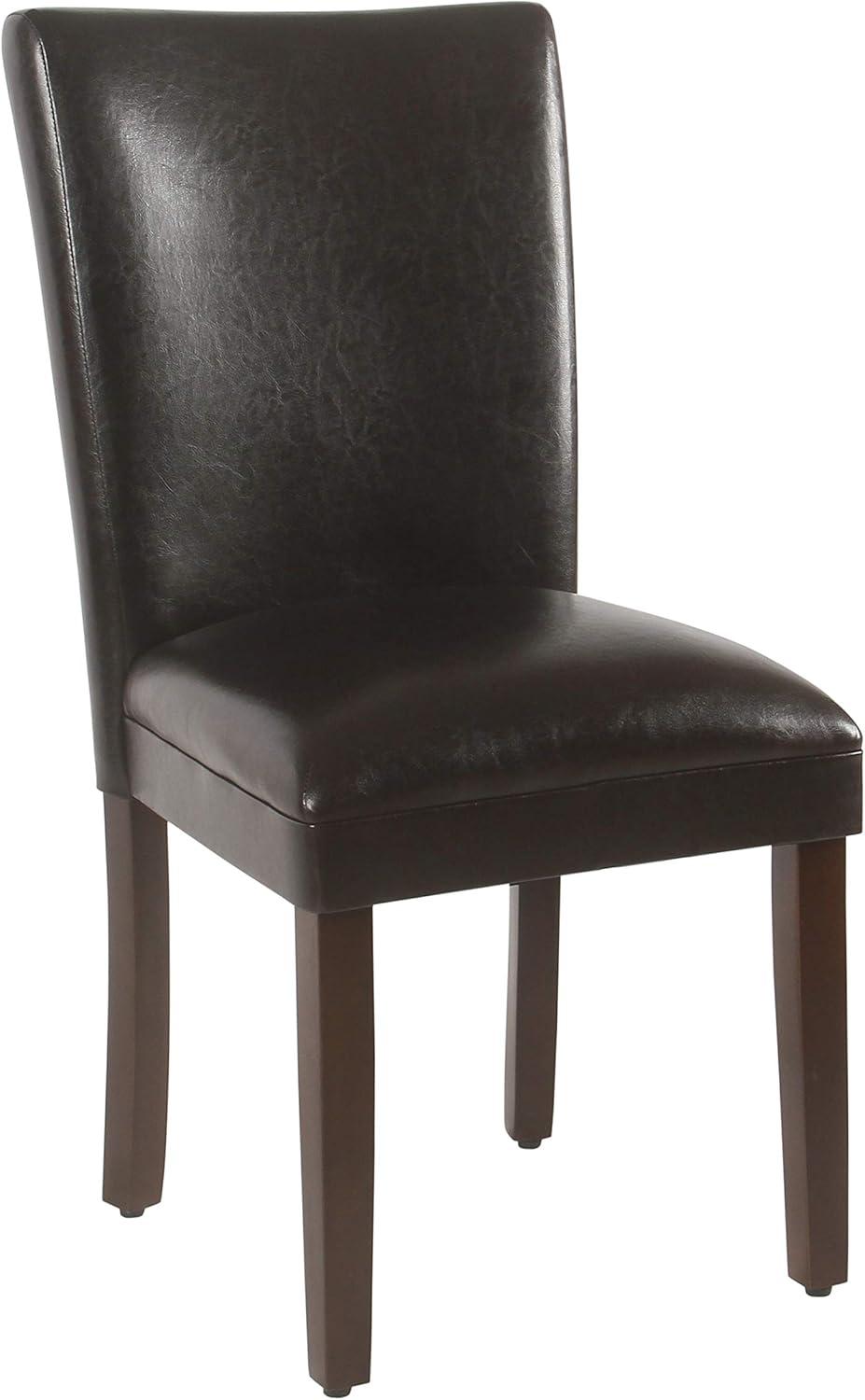 Modern Brown Faux Leather Parsons Side Chair with Wood Legs