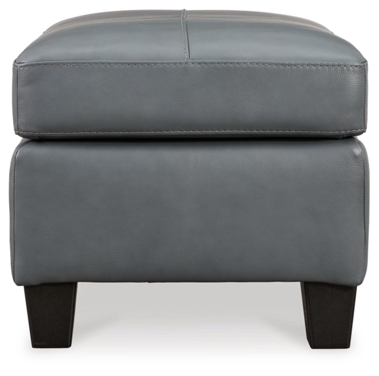 Signature Design by Ashley Contemporary Genoa Ottoman Leather Steel