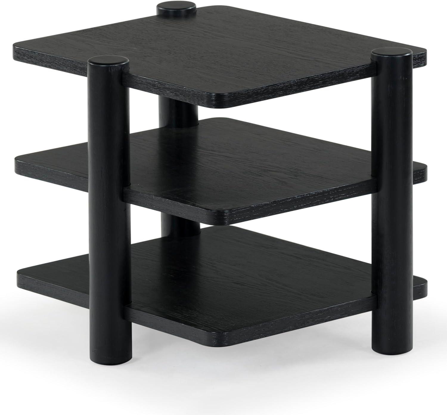 Edisyn Black Solid Wood 3-Shelf Accent Table