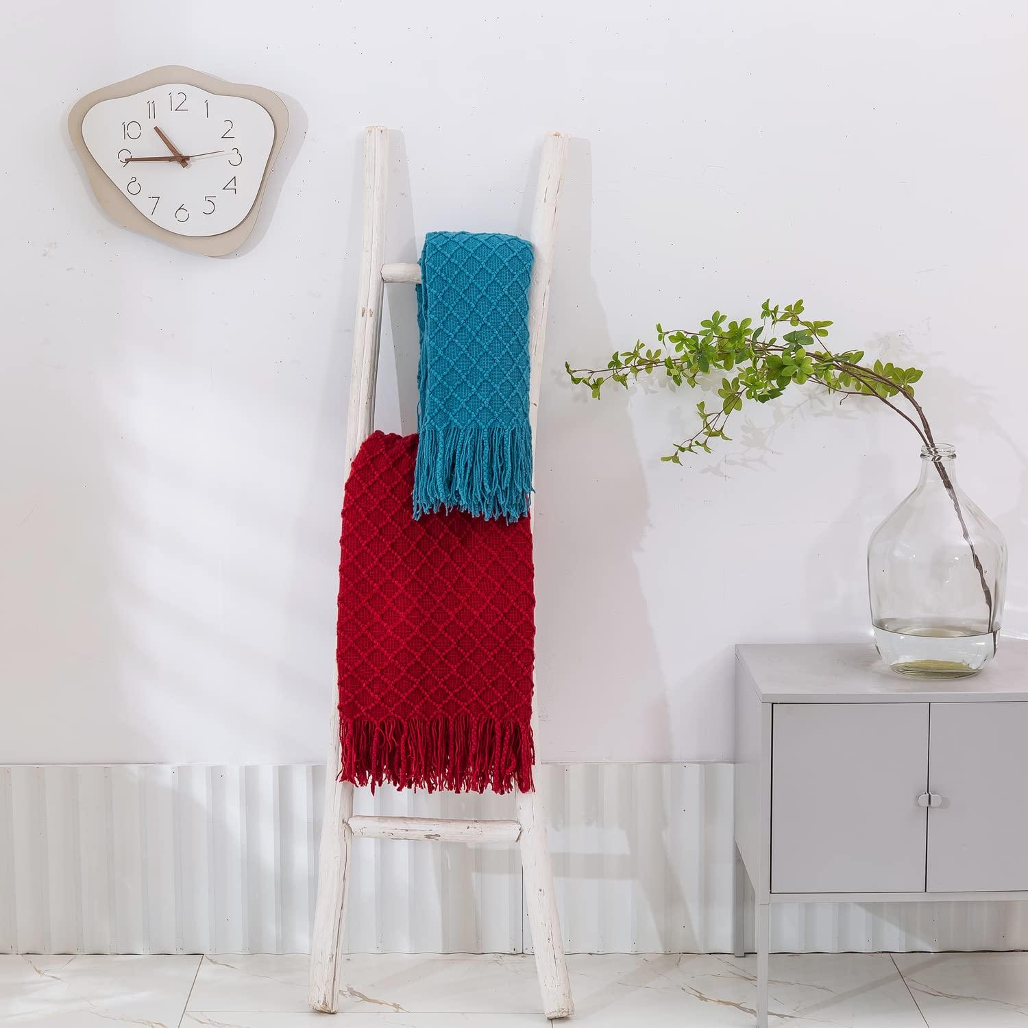 Lunarose Throw Blanket for Couch,Soft Cozy Knit Blanket,Lightweight Decorative Throw for Sofa Chair Bed Travel and Living Room-All Seasons Suitable for Women,Men and Kids (White-Wave, 50"x60")