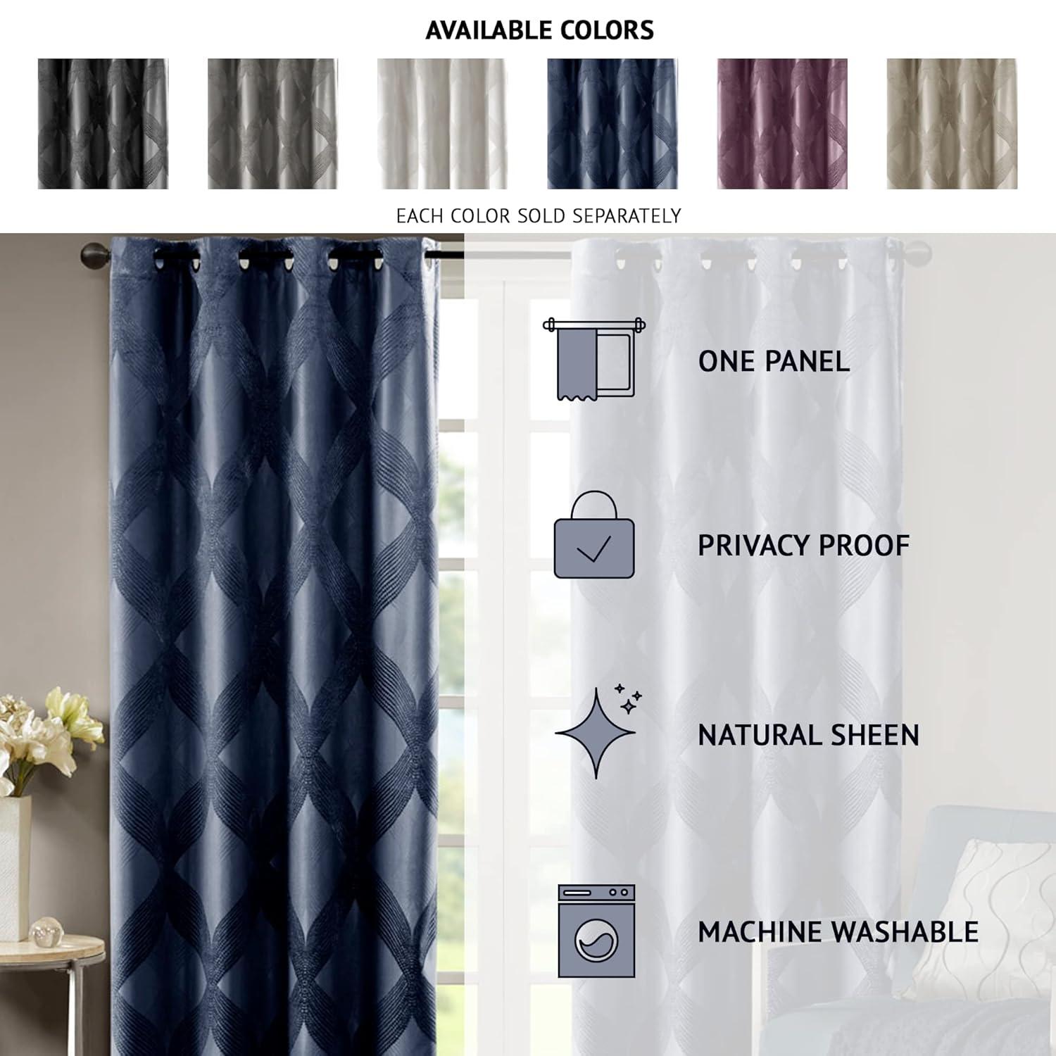 Madison Park Bentley Ogee Knitted Jacquard Geometric Total Blackout Single Curtain Panel