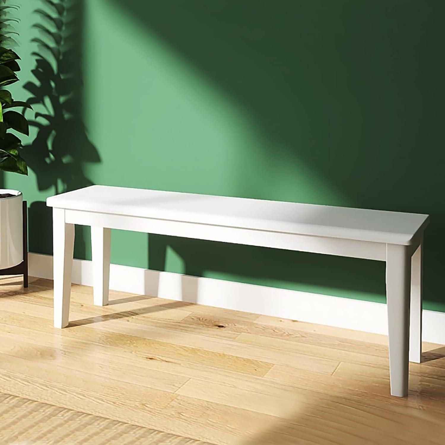 BALANBO Bed End Bench Wood Bench Living Room Entrance Bench Bedroom Seat Dining Table Chair, Bedroom, Living Room, Kitchen Wooden Bench (White Color)