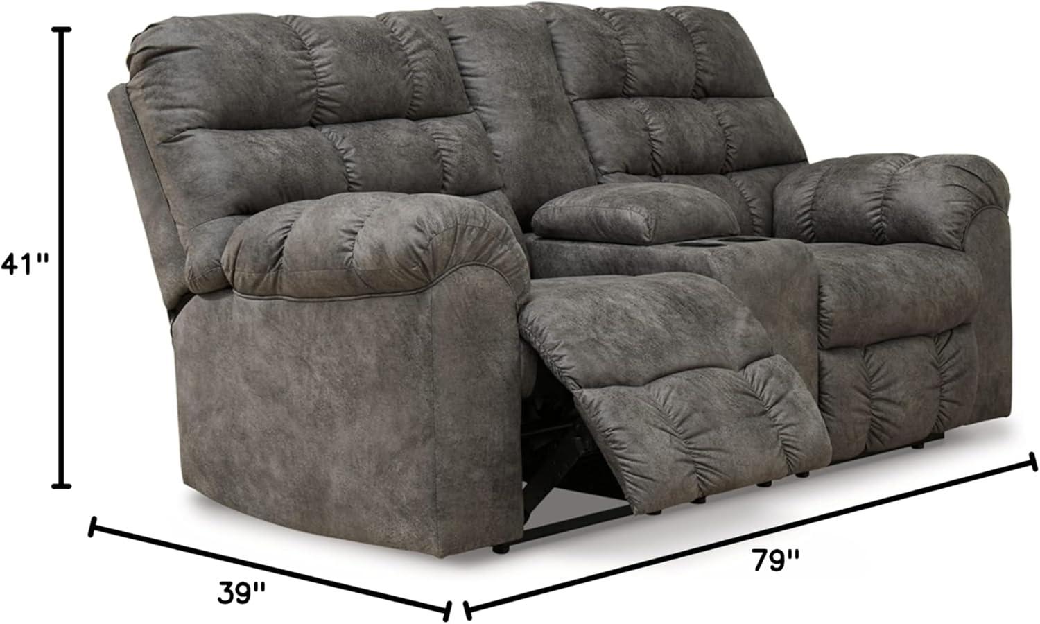 Nut Brown Faux Leather Reclining Loveseat with Cup Holder