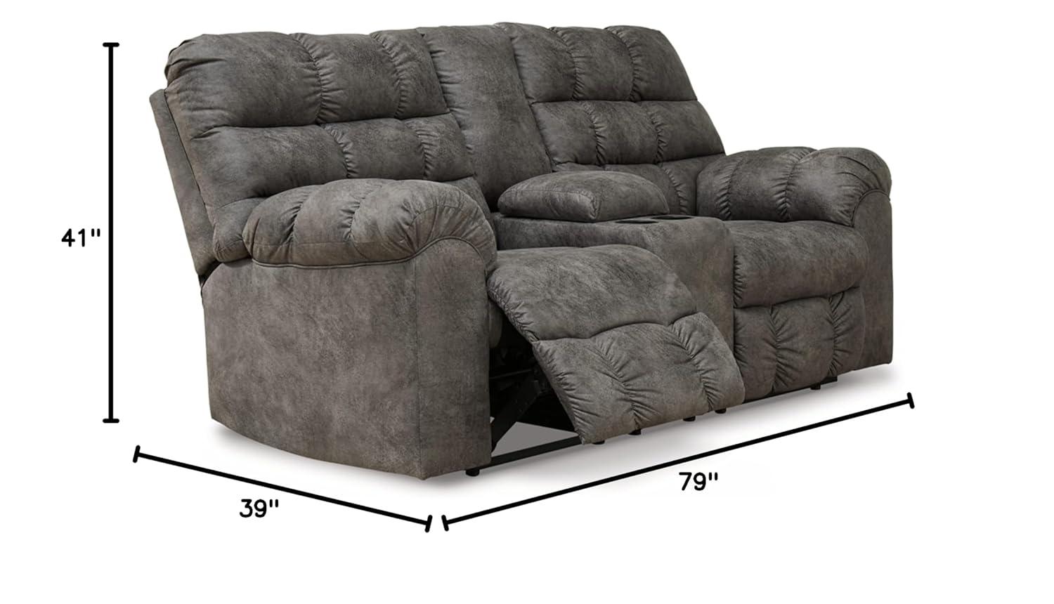 Nut Brown Faux Leather Reclining Loveseat with Cup Holder