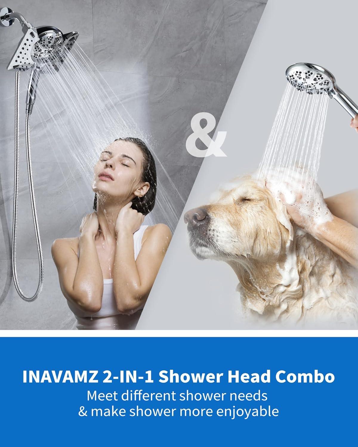 Chrome Dual-Head Handheld Rain and Pulse Shower System