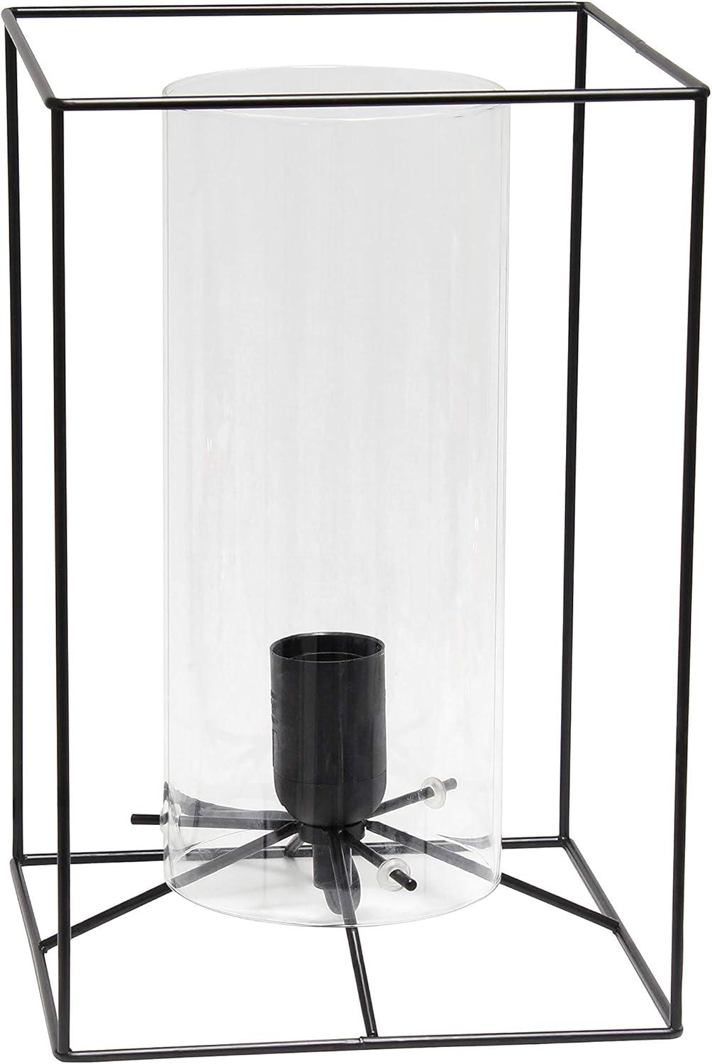 Black Metal and Clear Glass Edison Table Lamp