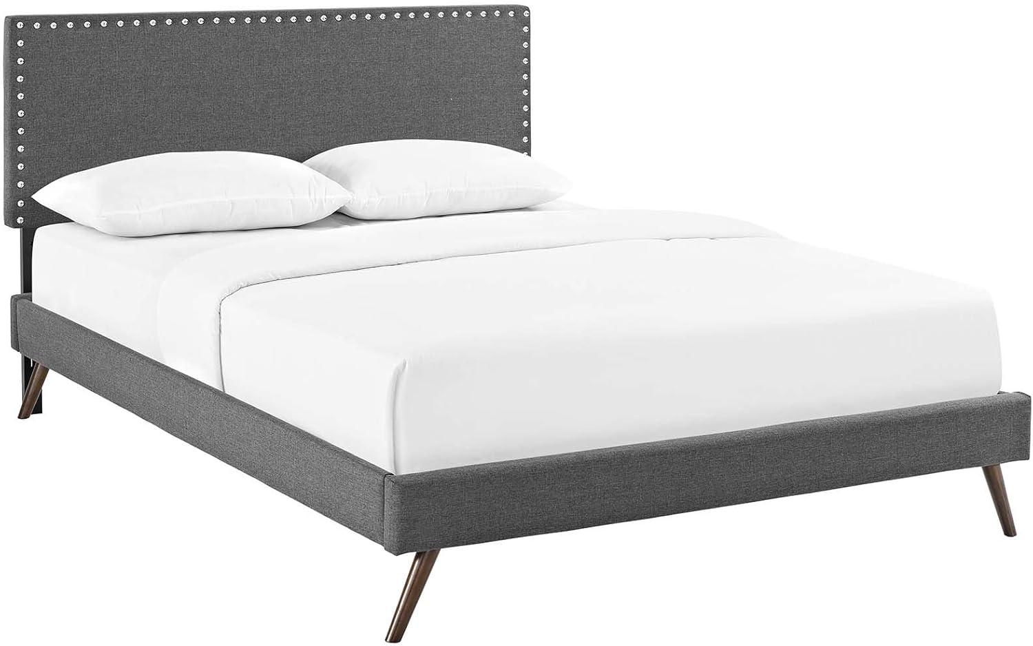 Modway Macie Queen Fabric Platform Bed with Round Splayed Legs