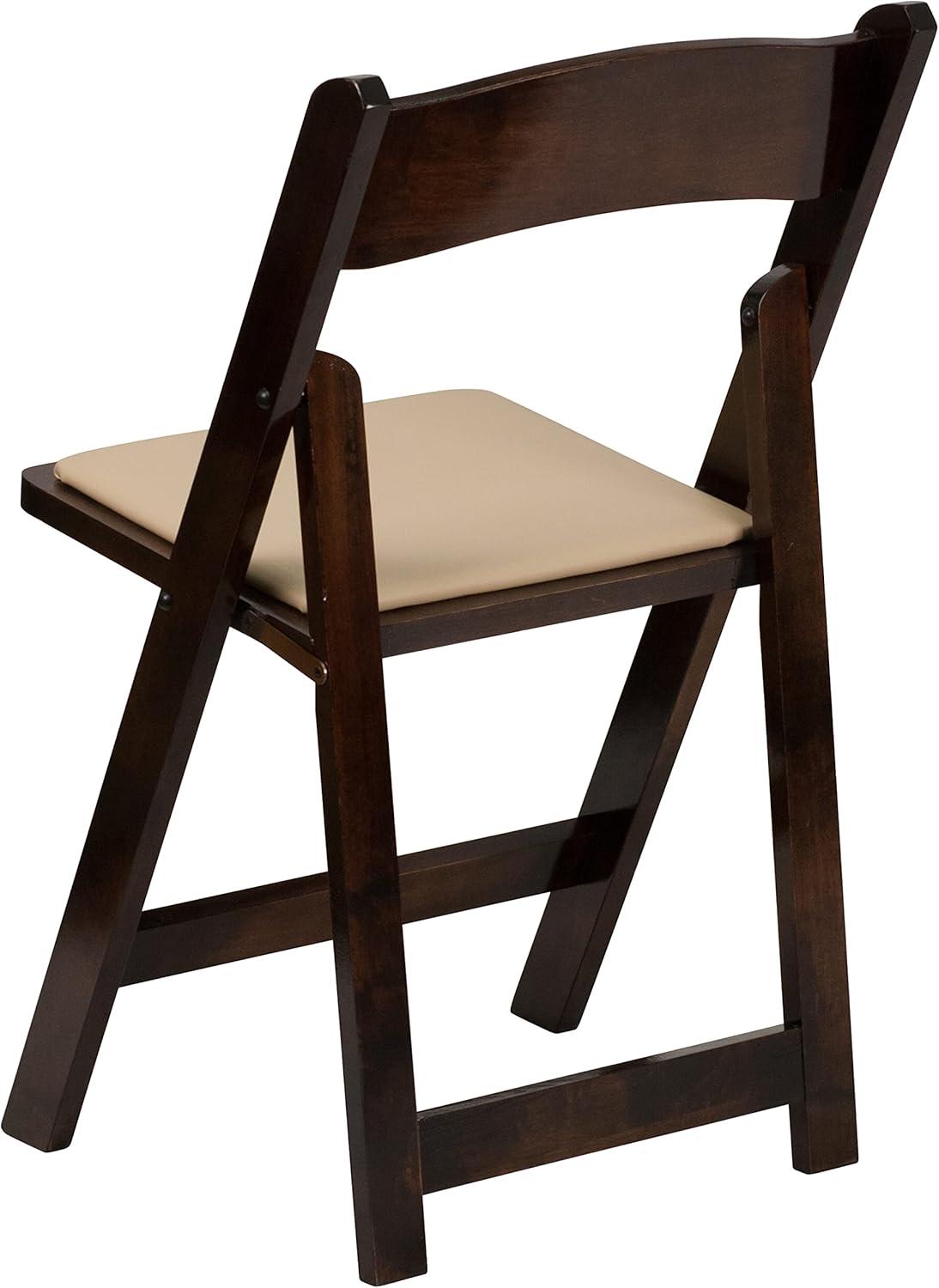 Flash Furniture HERCULES Series Fruitwood Wood Folding Chair with Vinyl Padded Seat