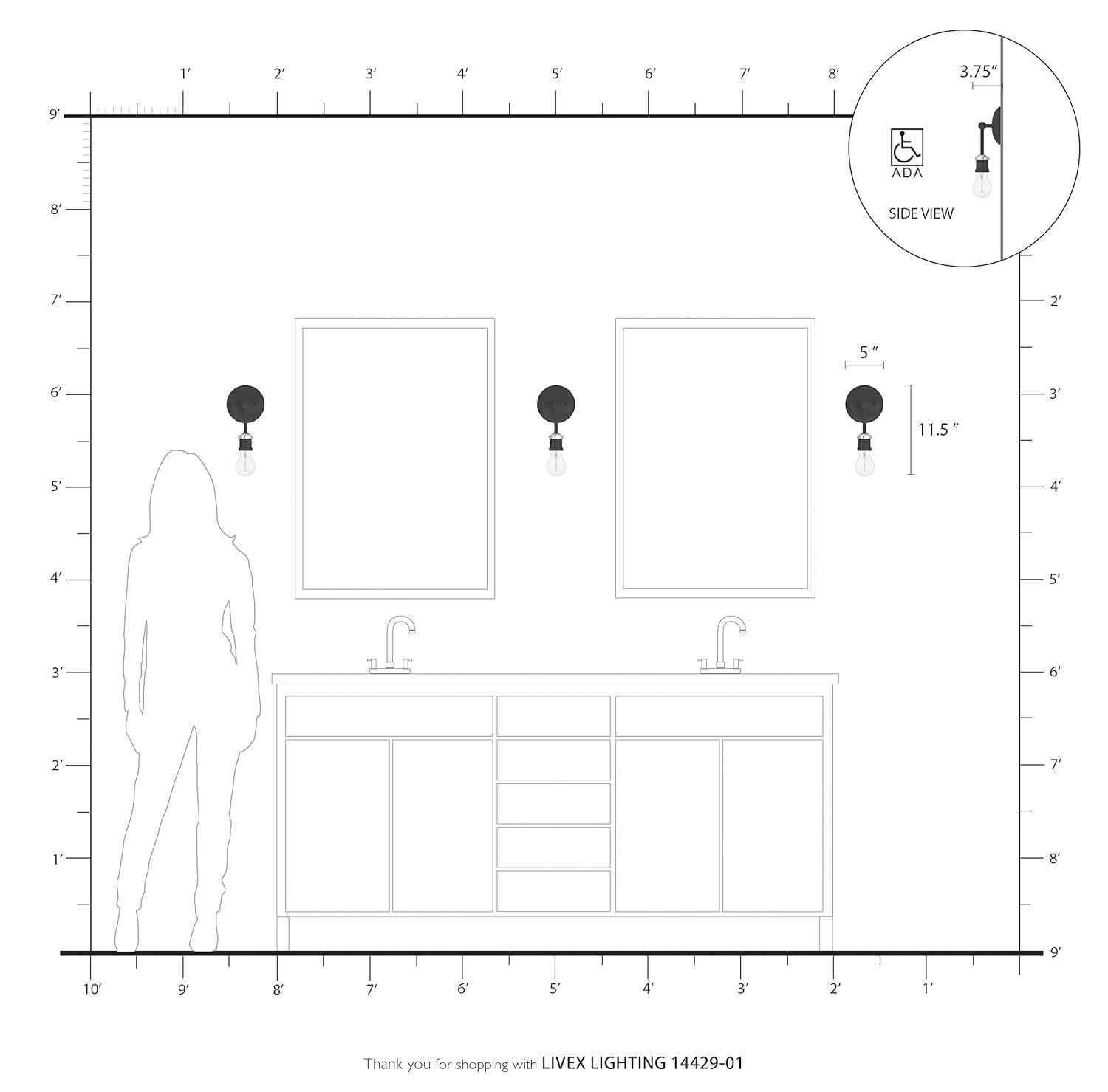 Livex Lighting Lansdale 1 - Light Vanity in  Antique Brass
