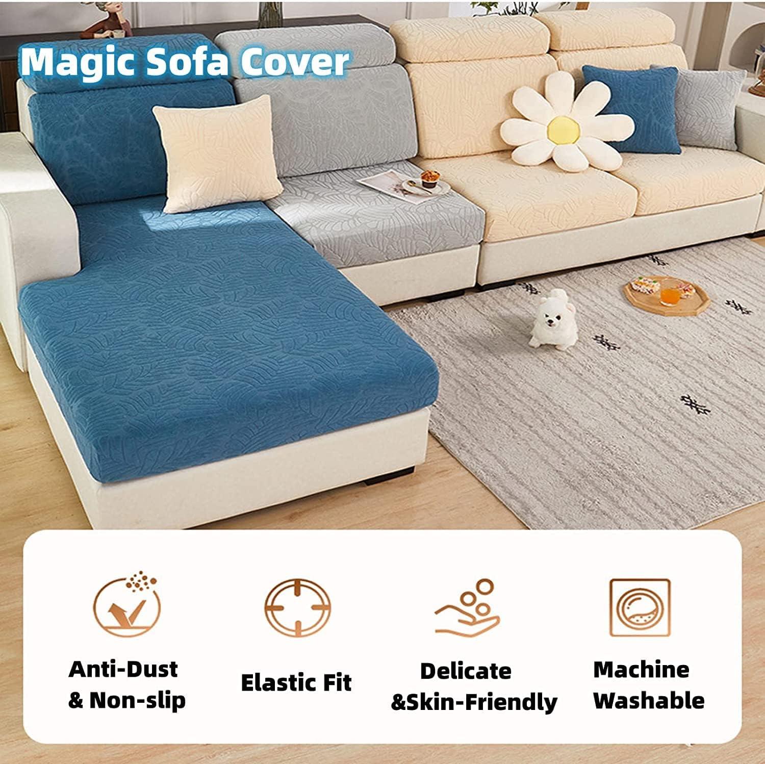 Magic Sofa Covers,Sofa Hero Covers,2024 New Wear-Resistant Universal Sofa Covers Washable Stretch Cushion Couch Covers for Sectional Sofa, (Sea Blue, Large Triple Seat Cover)