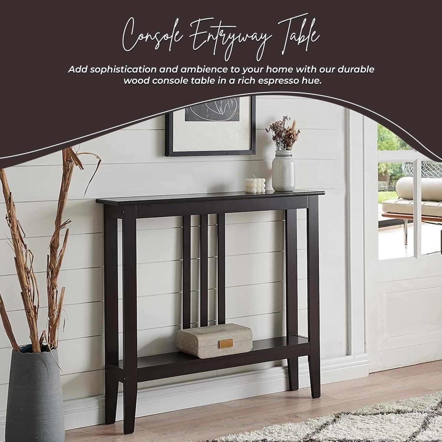 Kings Brand Furniture - Balfour Narrow Console Table with Shelves for Entryway, Hallway, Living Room, or Foyer (Red)