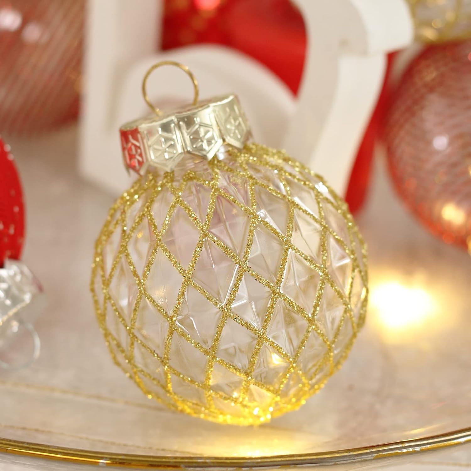 Christmas Ball Ornaments Set,25 Pcs Painted Christmas Shatterproof Ornaments Set for Xmas Tree Traditional Christmas Tree Decoration Hanging Baubles Ornaments for Home Decor