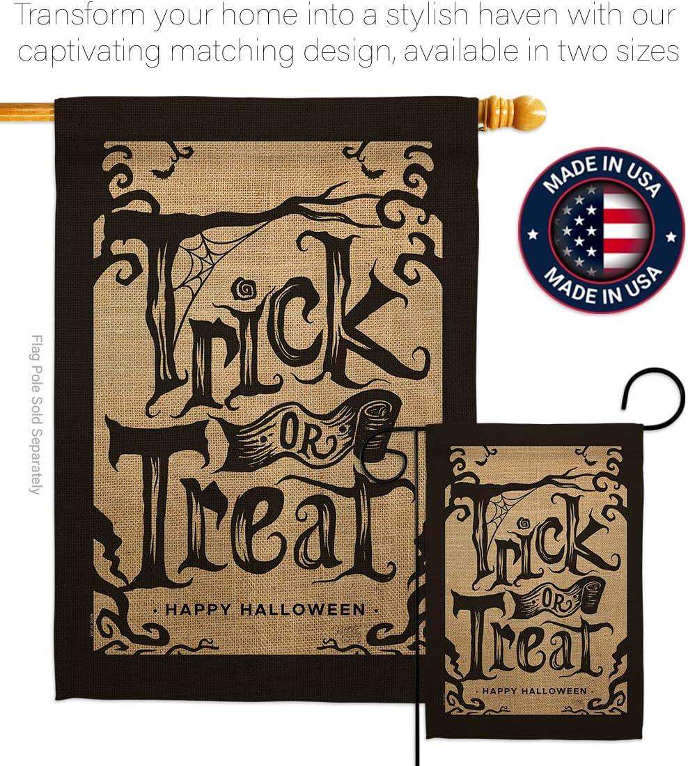 Breeze Decor H112100-BO Halloween Trick House Flag Fall 28 x 40 in. Double-Sided Decorative Vertical Flags for Decoration Banner Garden Yard Gift