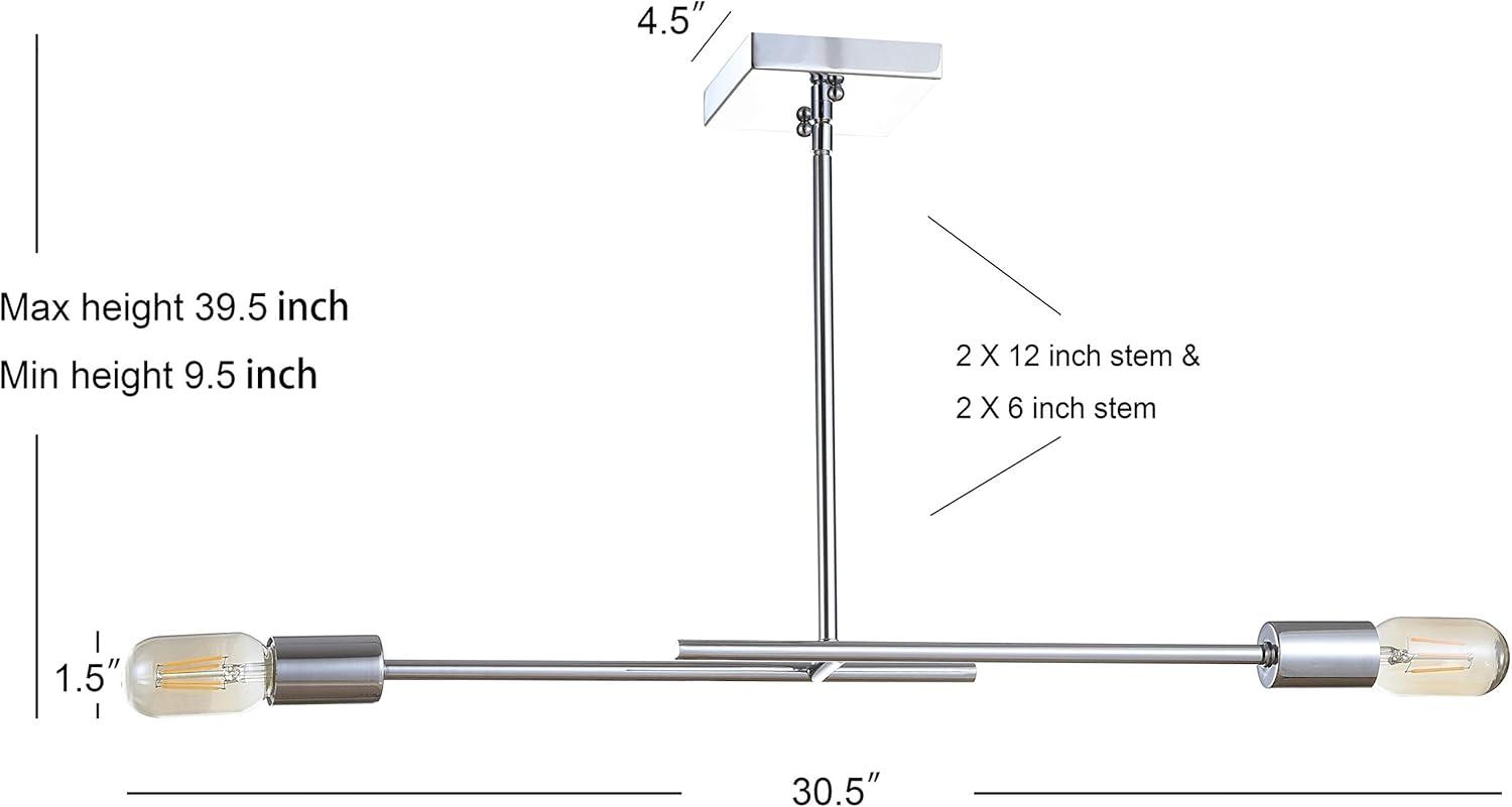 Turing 30.5" Adjustable Chrome LED Linear Pendant