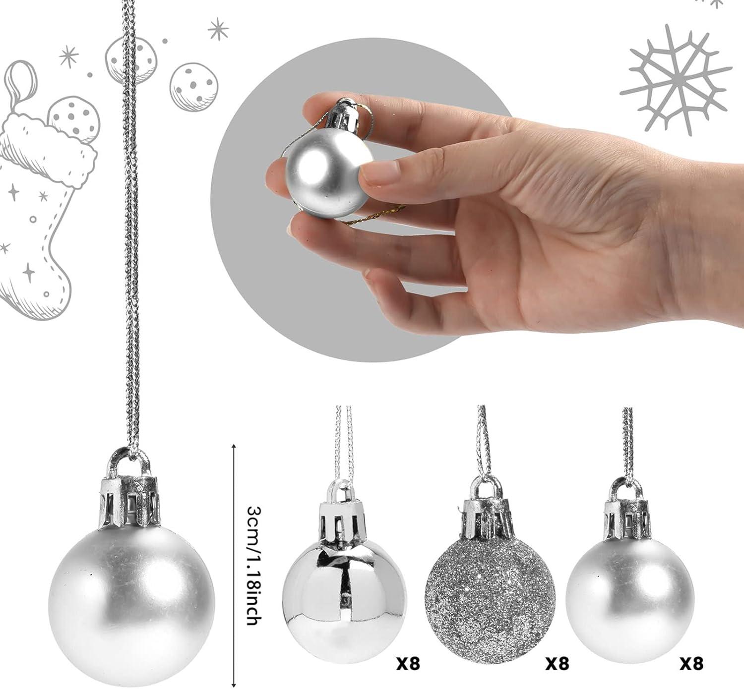 Christmas Balls Decorations 24Pcs Shatterproof Xmas Tree Decorative Hanging Balls Ornament for Wedding Holiday Ceremony