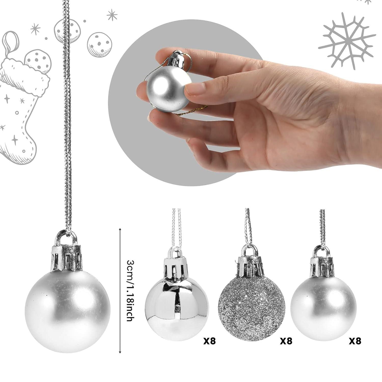 Christmas Balls Decorations 24Pcs Shatterproof Xmas Tree Decorative Hanging Balls Ornament for Wedding Holiday Ceremony