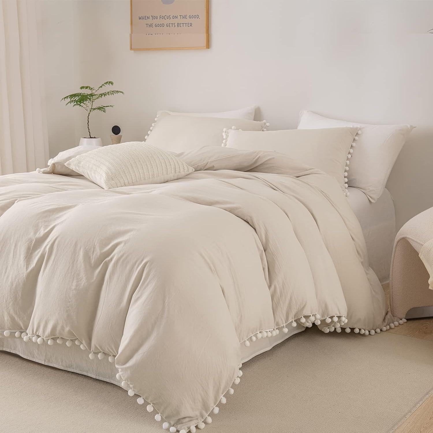 Farmhouse Boho Bedding Set Beige Grey - Twin