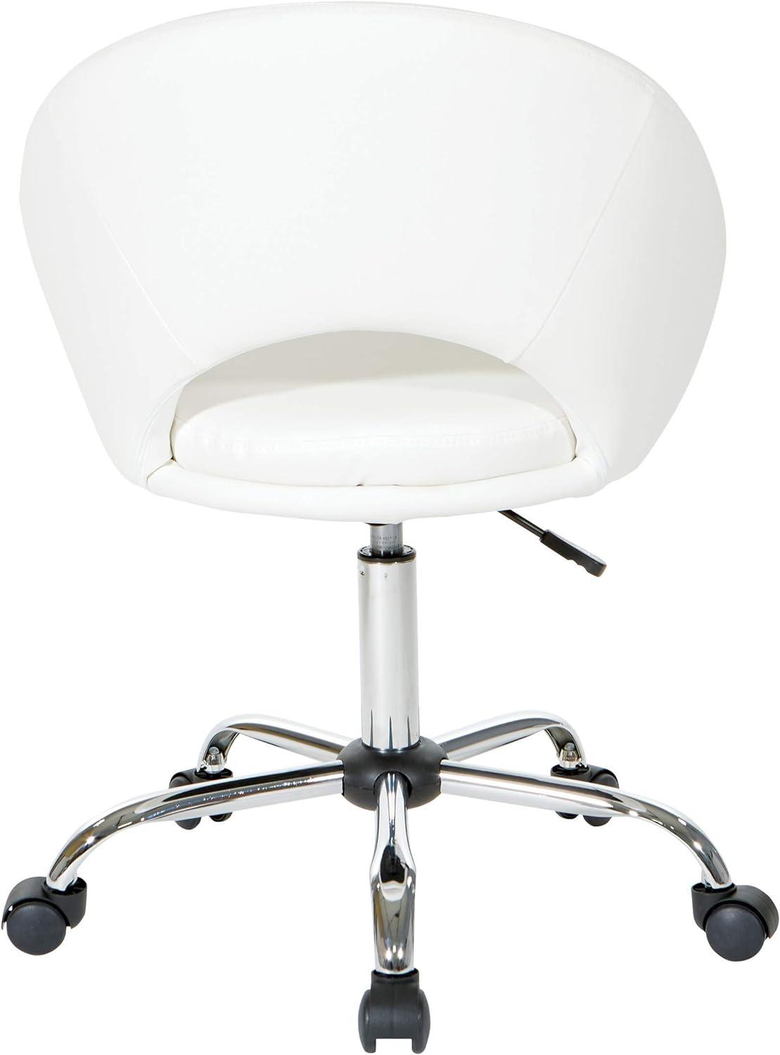 White Leather Adjustable Modern Swivel Office Chair