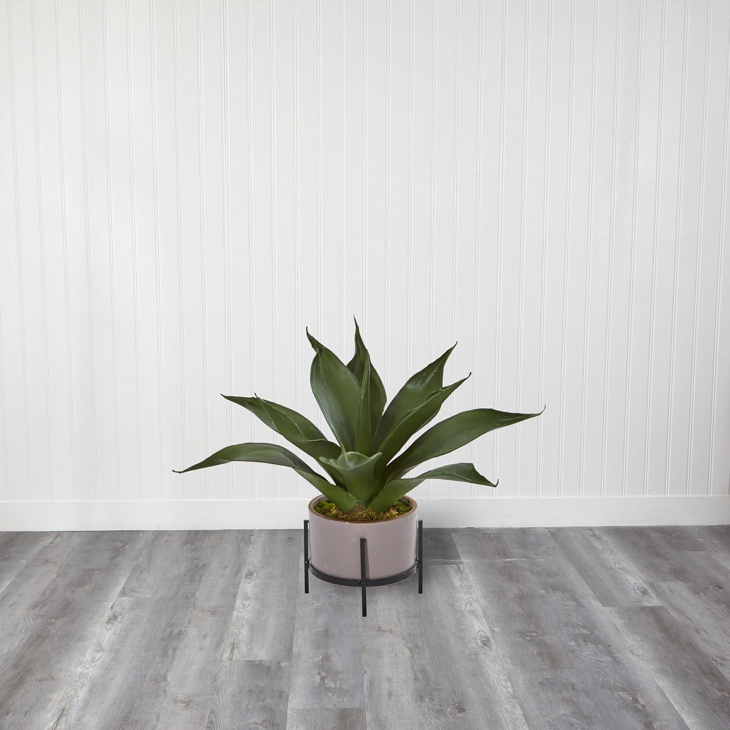 Nearly Natural 14" x 9" Artificial Agave Succulent in Decorative Planter : Indoor Faux Flora Decor