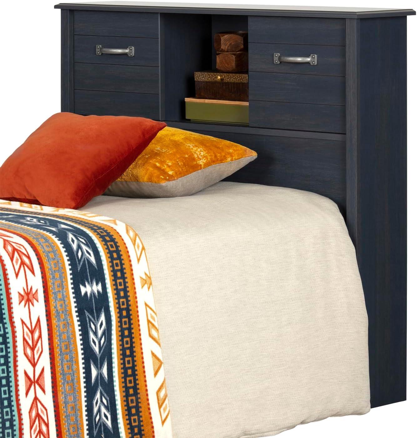 South Shore Ulysses Blueberry Bookcase Headboard with Sliding Doors, Multiple Sizes