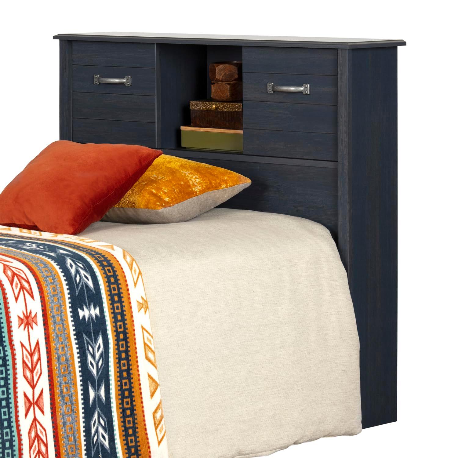 South Shore Ulysses Blueberry Bookcase Headboard with Sliding Doors, Multiple Sizes