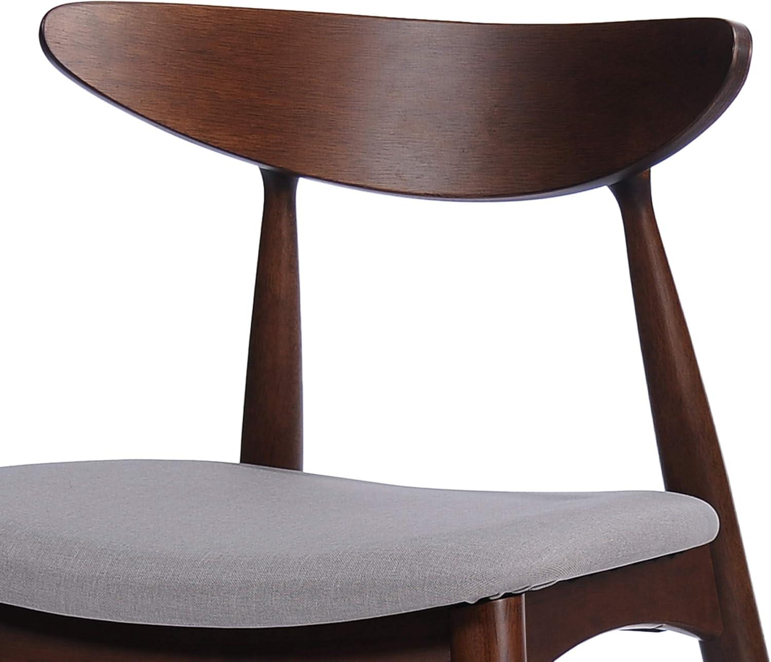 GDF Studio Wales Mid Century Modern Fabric Upholstered 5 Piece Dining Set, Light Gray and Walnut