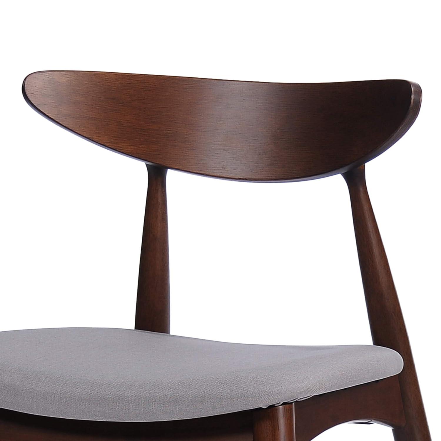 GDF Studio Wales Mid Century Modern Fabric Upholstered 5 Piece Dining Set, Light Gray and Walnut
