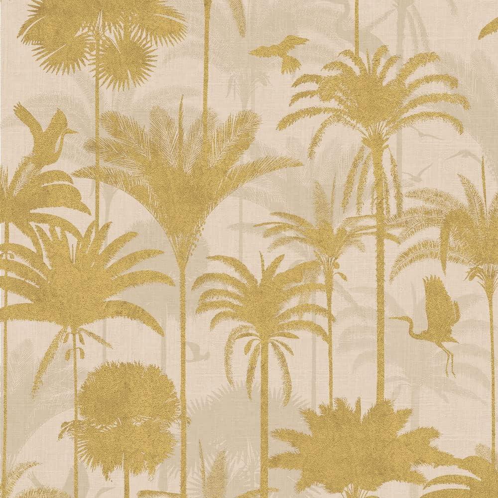 Tempaper Royal Palm Metallic Gold Peel and Stick Wallpaper, 20.5" x 16.5'