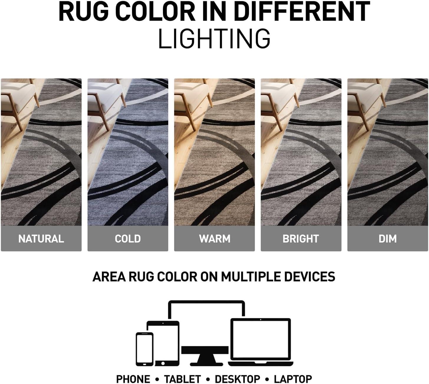 World Rug Gallery Contemporary Abstract Circles Design Gray 2' x 3' Area Rug