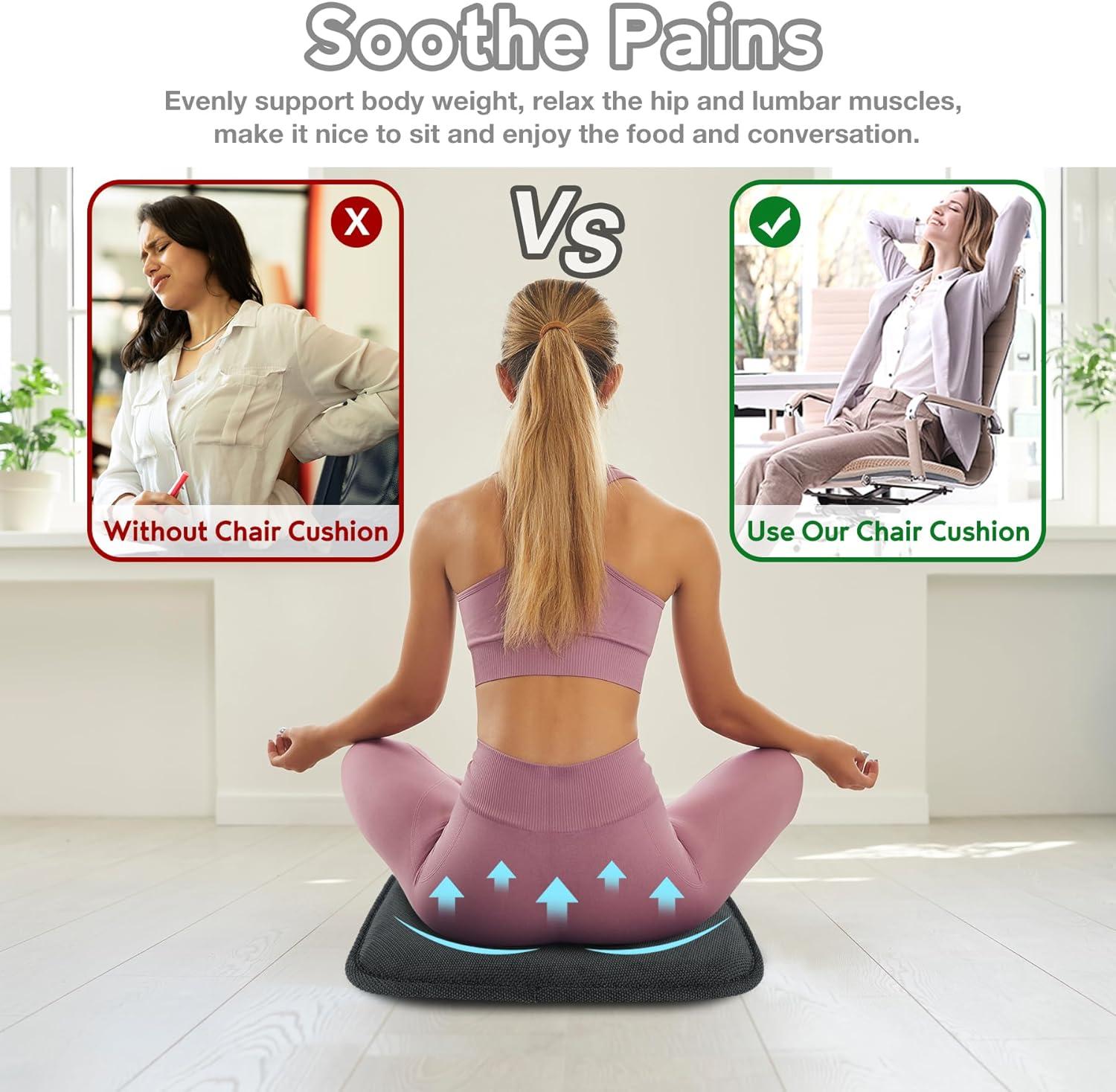 Shinnwa Chair Cushions Set of 4 Seat Cushions Soft Velvet Non Slip Chair Pads for Kitchen Dining Chairs 15 x 16 inch, Gray