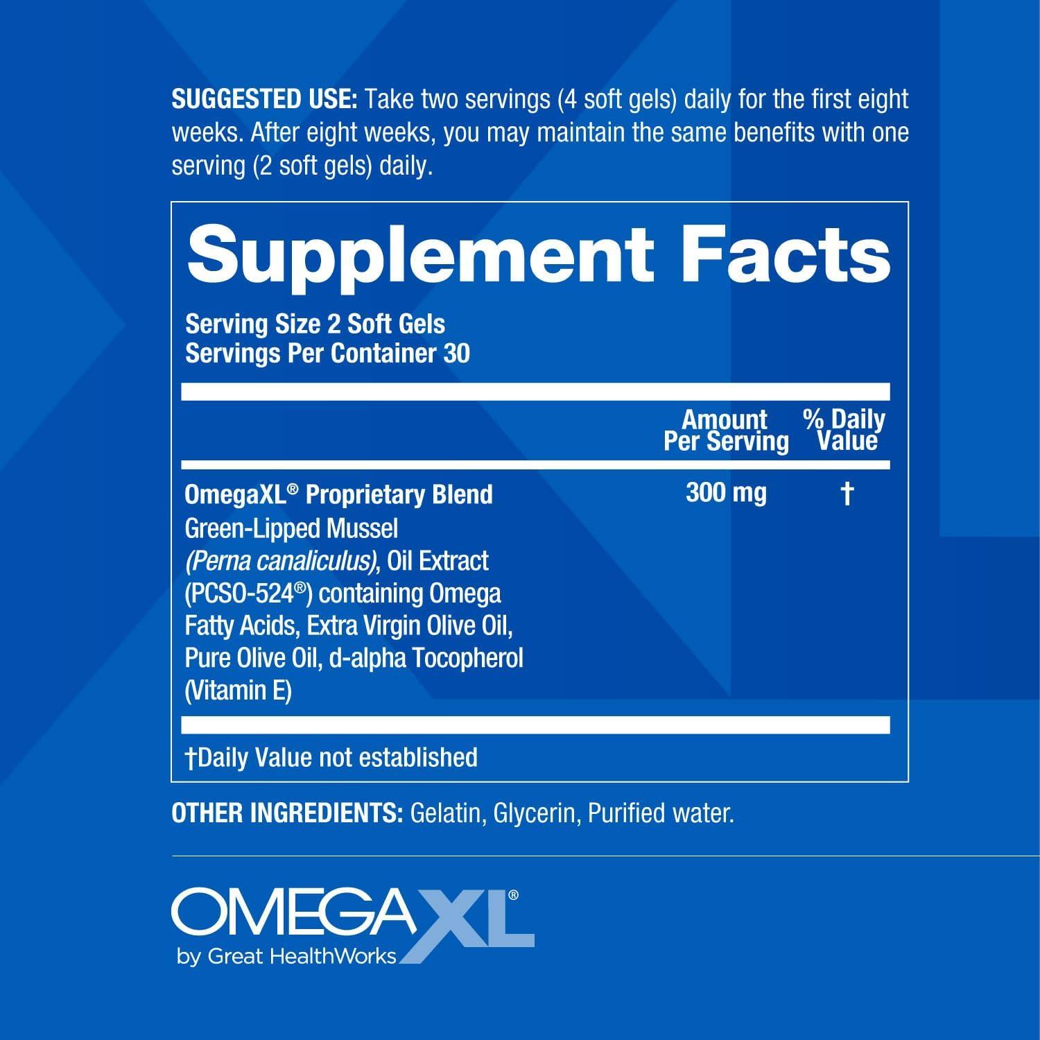 OmegaXL Joint Support Supplement - Natural Muscle Support, 60 Softgels & VitaminXL D3 High Potency Daily Vitamin D 5000 IU 125mcg Immune Support Supplement (30 Softgels)