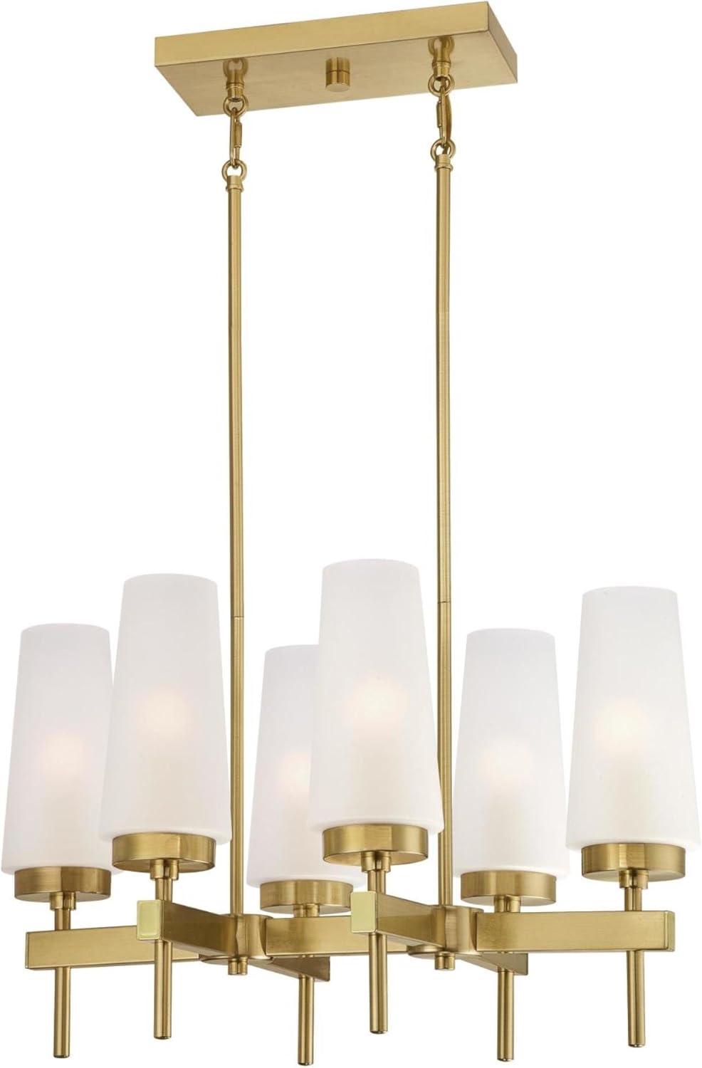 Chaddsford 6-Light Champagne Brass Chandelier with Frosted Glass Shades