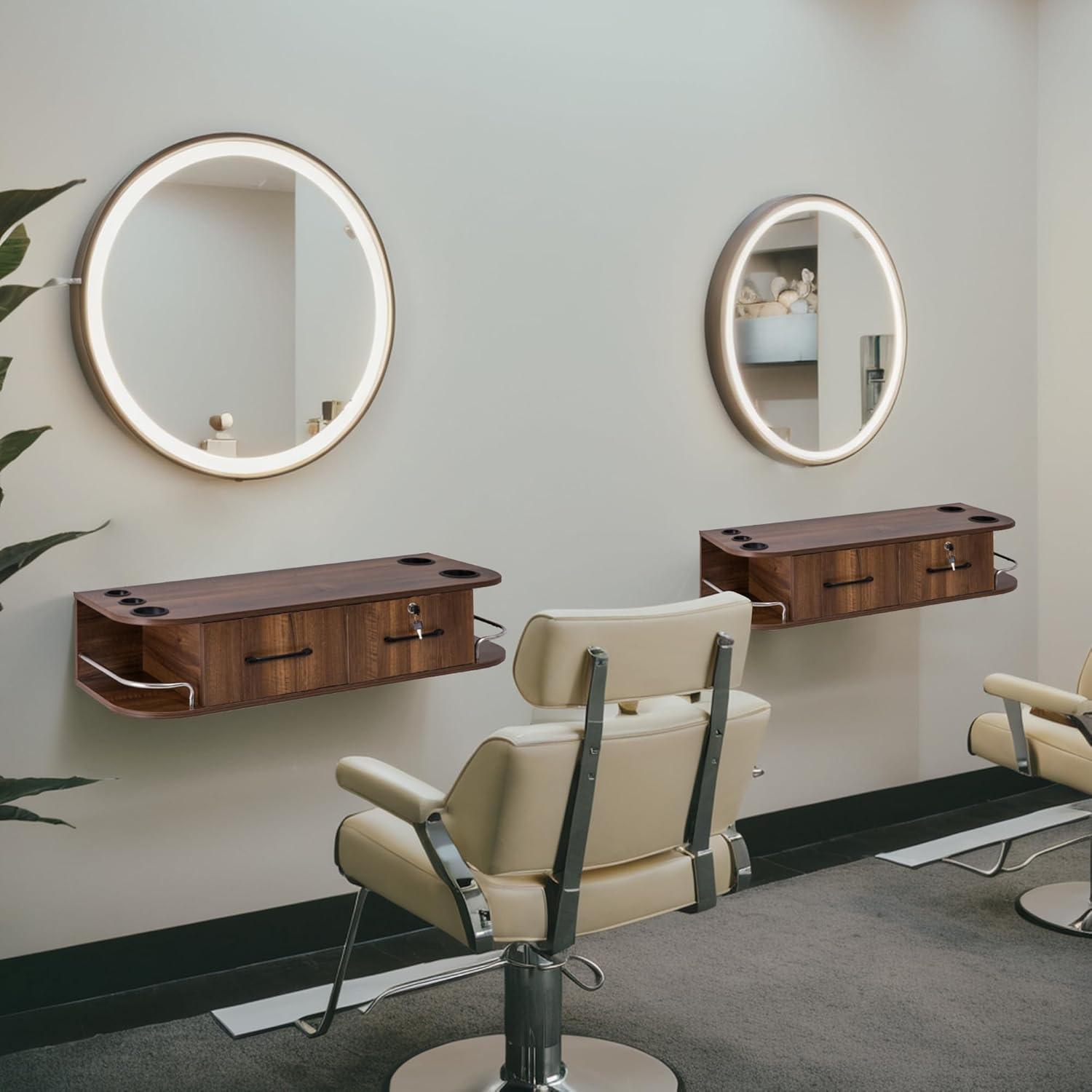 The Twillery Co.® Sowder Locking Wall Mount Styling Station Barber Beauty Spa Salon Equipment