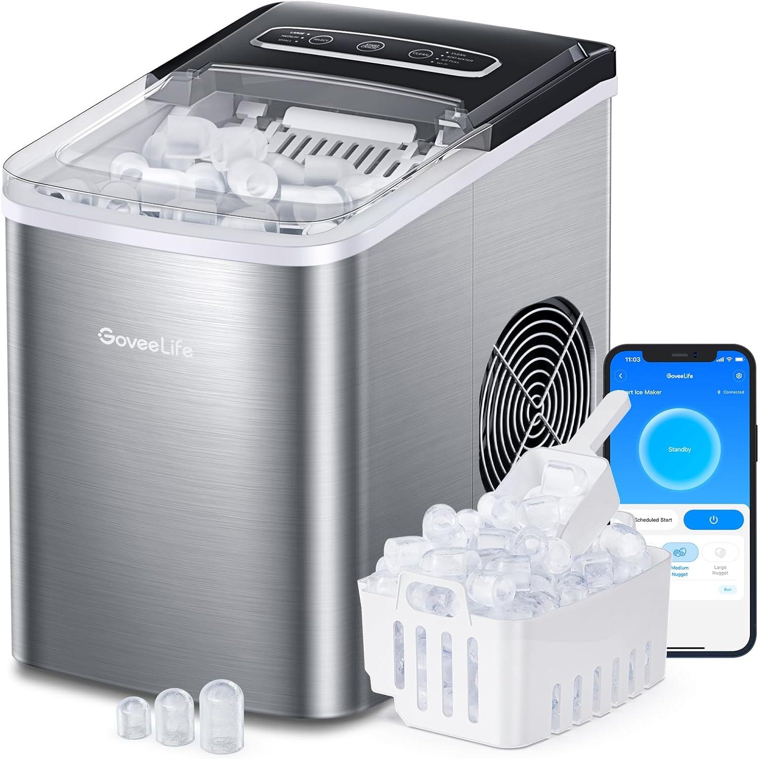 Stainless Steel Portable Smart Countertop Ice Maker with App Control