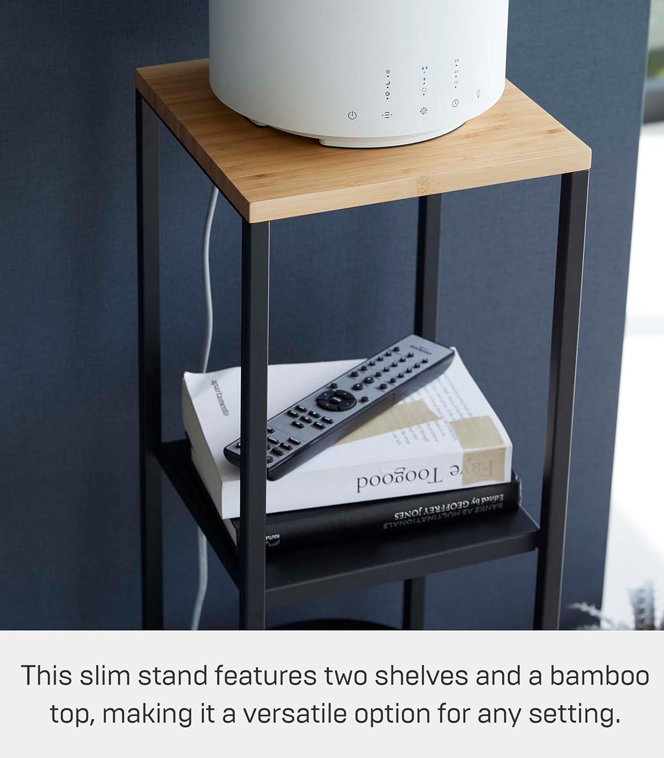 Yamazaki Home Two-Tier Display and Storage Shelf, Black, Steel + Wood