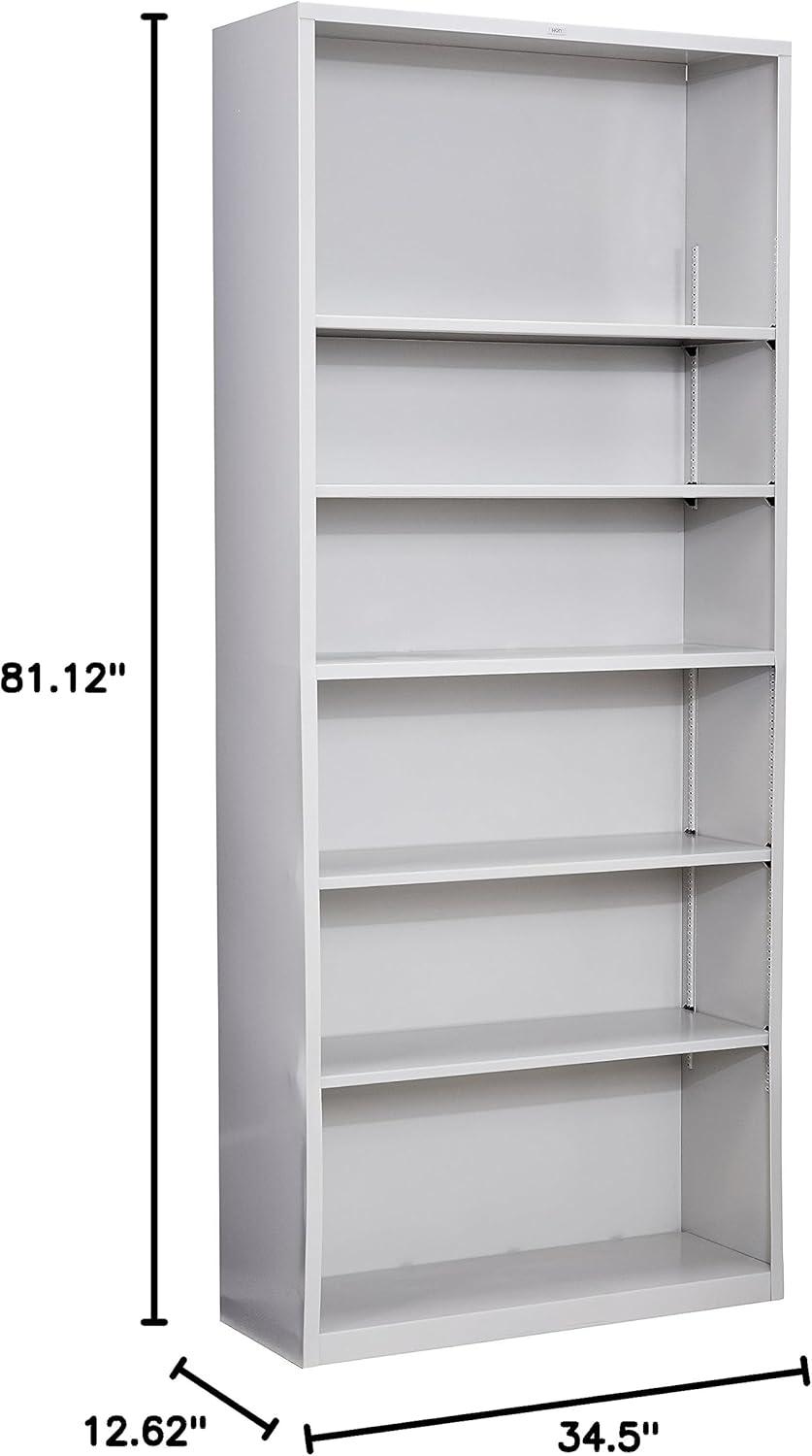 HON S82ABCQ Metal Bookcase, 6 Shelves, Light Gray