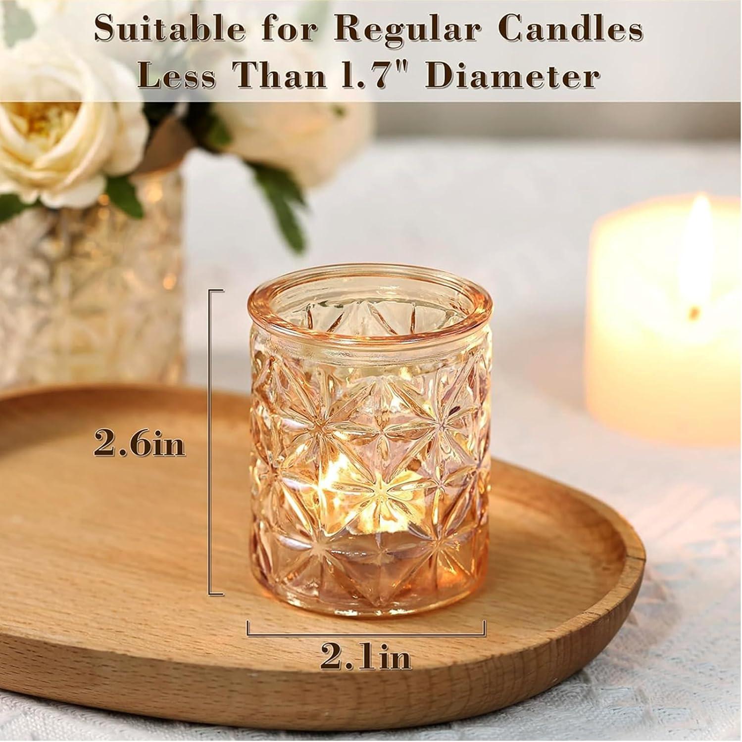 Gold Embossed Glass Tealight Candle Holders Set of 36